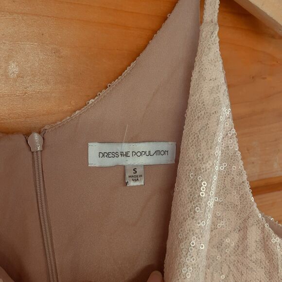 DRESS THE POPULATION Collette Sequin Fit & Flare Cocktail Dress SZ S - Picture 7 of 8